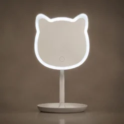 Specchio da tavolo gatto con led bianco