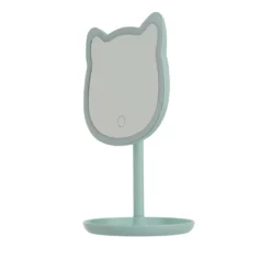 Specchio da tavolo gatto con led verde