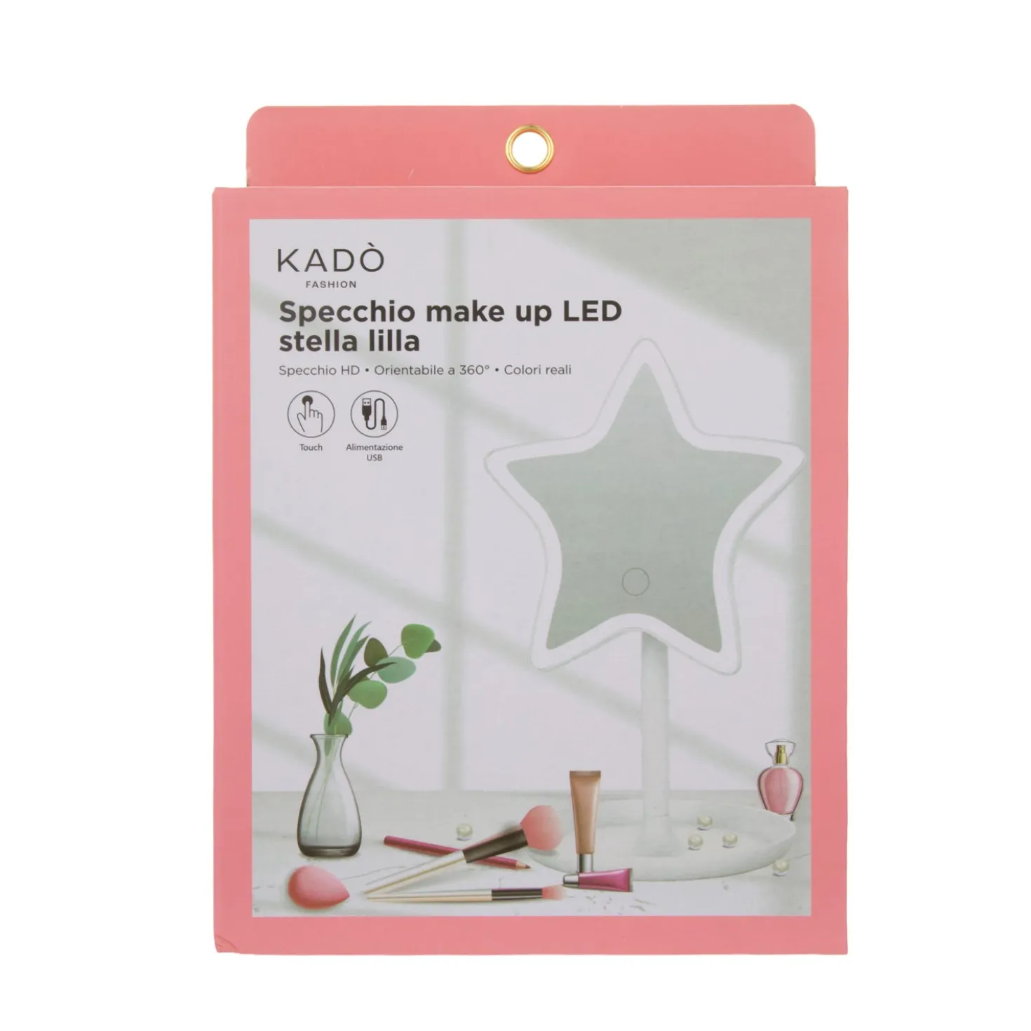 Specchio da tavolo stella con led lilla
