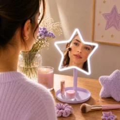 Specchio da tavolo stella con led lilla