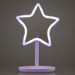 Specchio da tavolo stella con led lilla