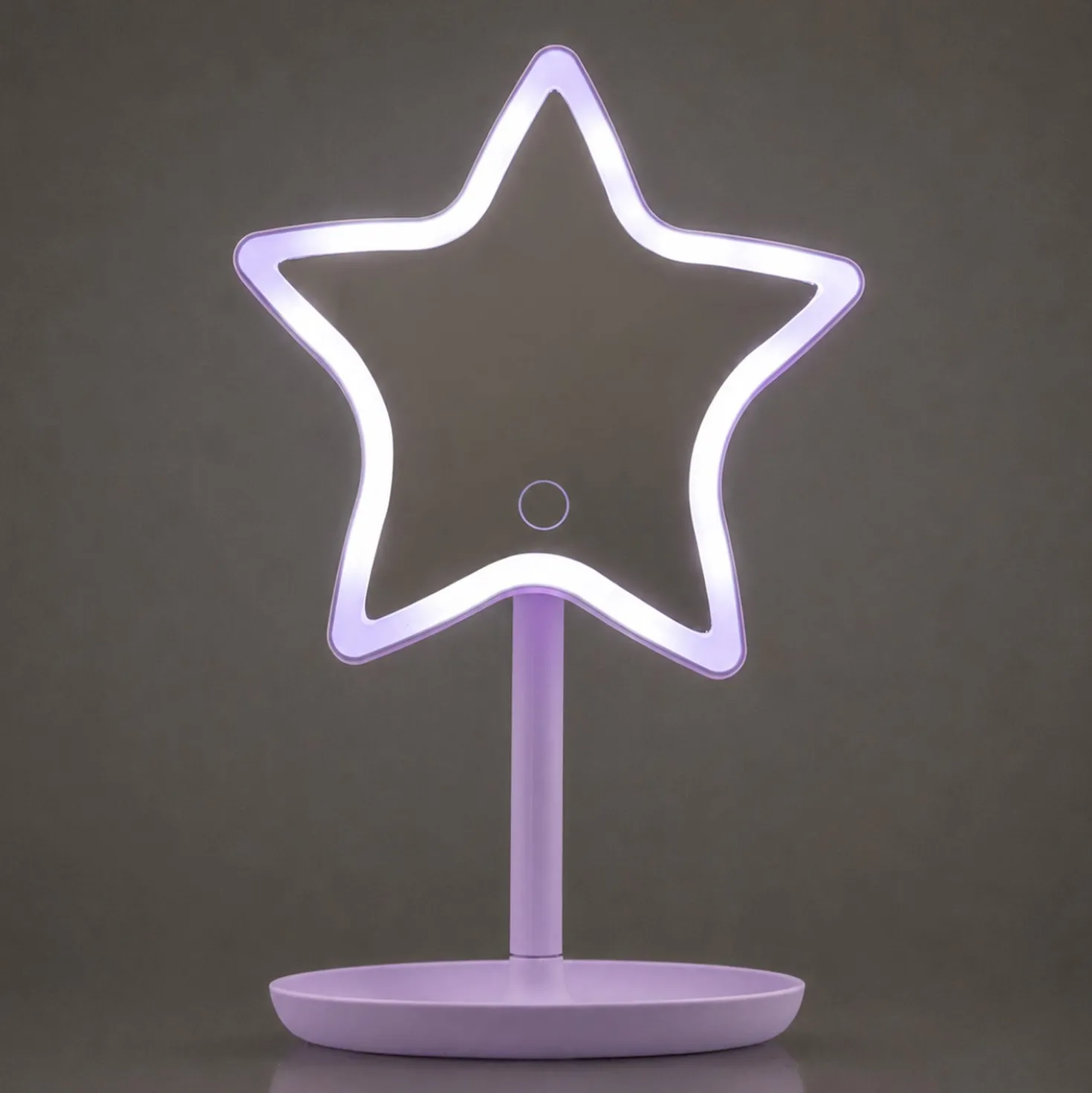 Specchio da tavolo stella con led lilla