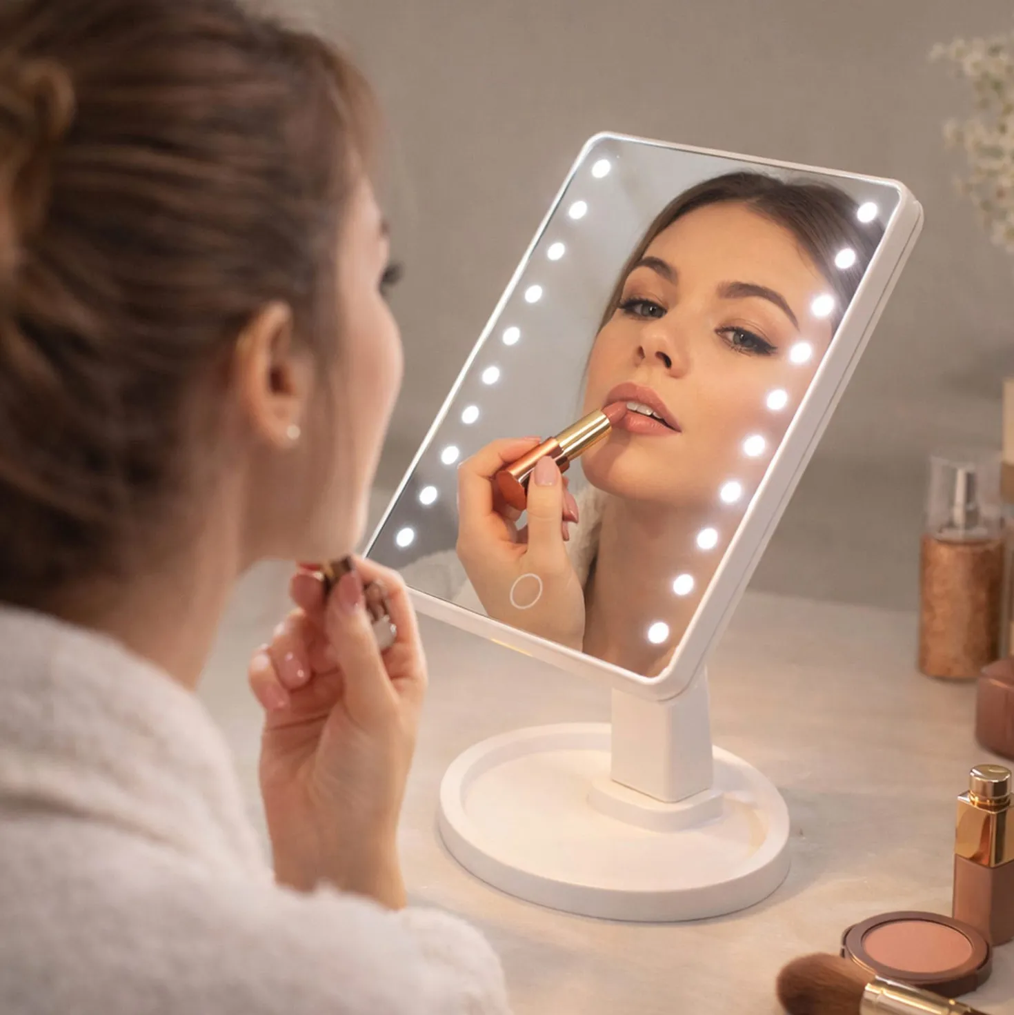 Specchio per trucco con LED bianco 17x28,5 cm