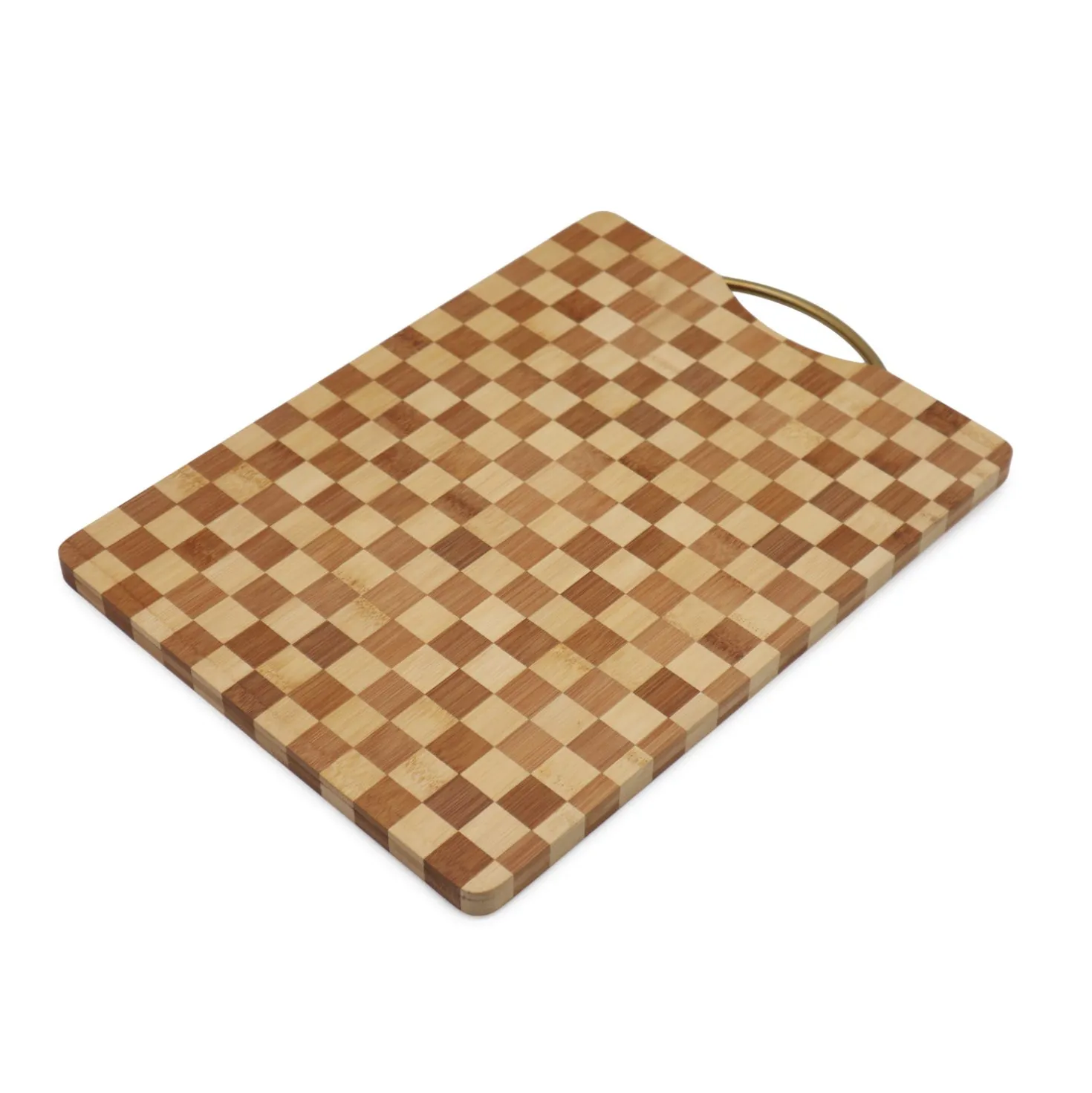 Tagliere 43,5x30 cm bambù scacchiera con manico