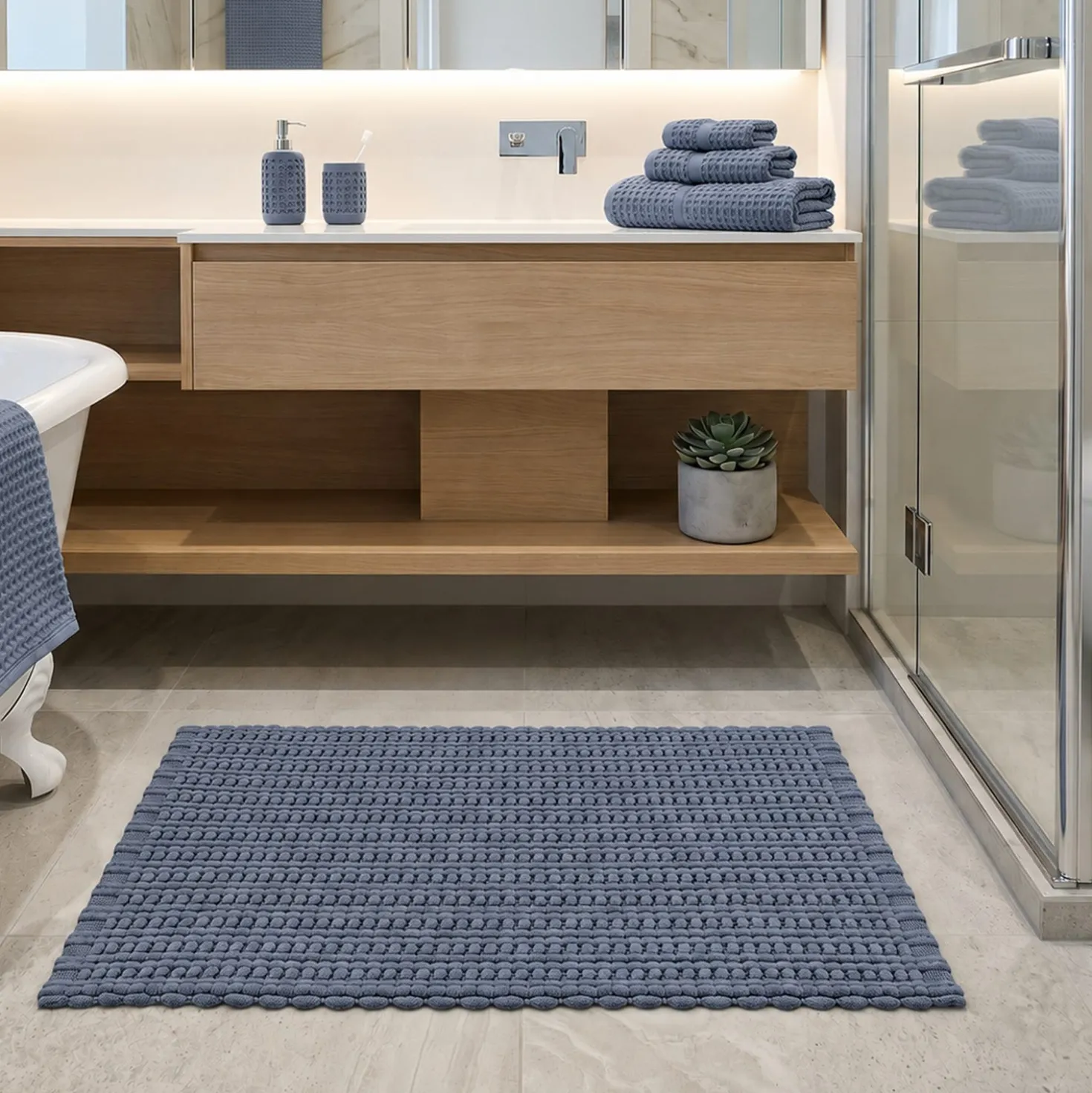 Tappeto bagno ciniglia 50x80 cm blu Rug