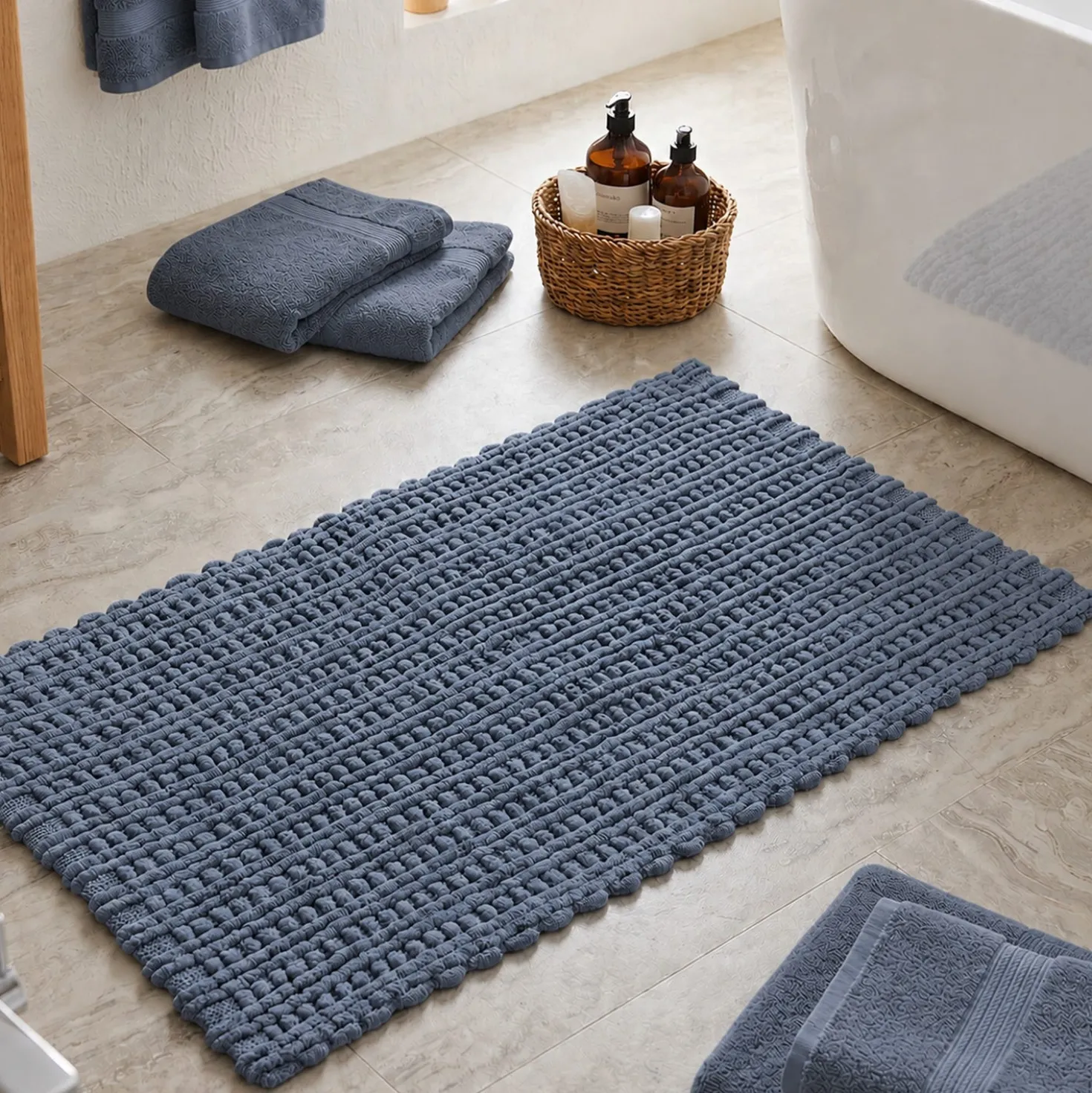 Tappeto bagno ciniglia 60x110 cm blu Rug