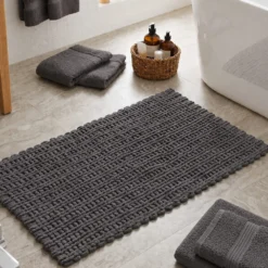 Tappeto bagno ciniglia 60x110 cm grigio Rug