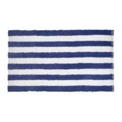 Tappeto bagno ciniglia 60x110 cm righe blu bianco