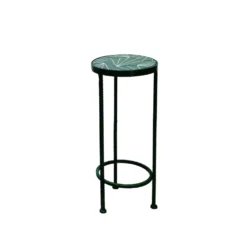 Tavolino portavaso in ferro 53 cm decoro verde