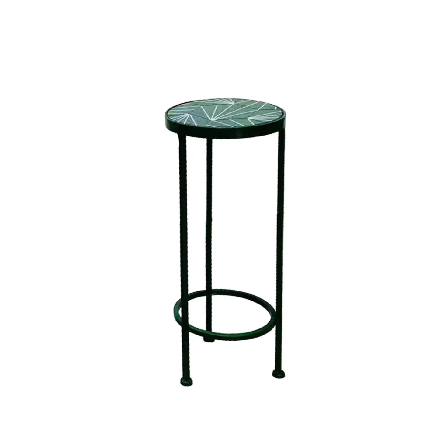 Tavolino portavaso in ferro 53 cm decoro verde