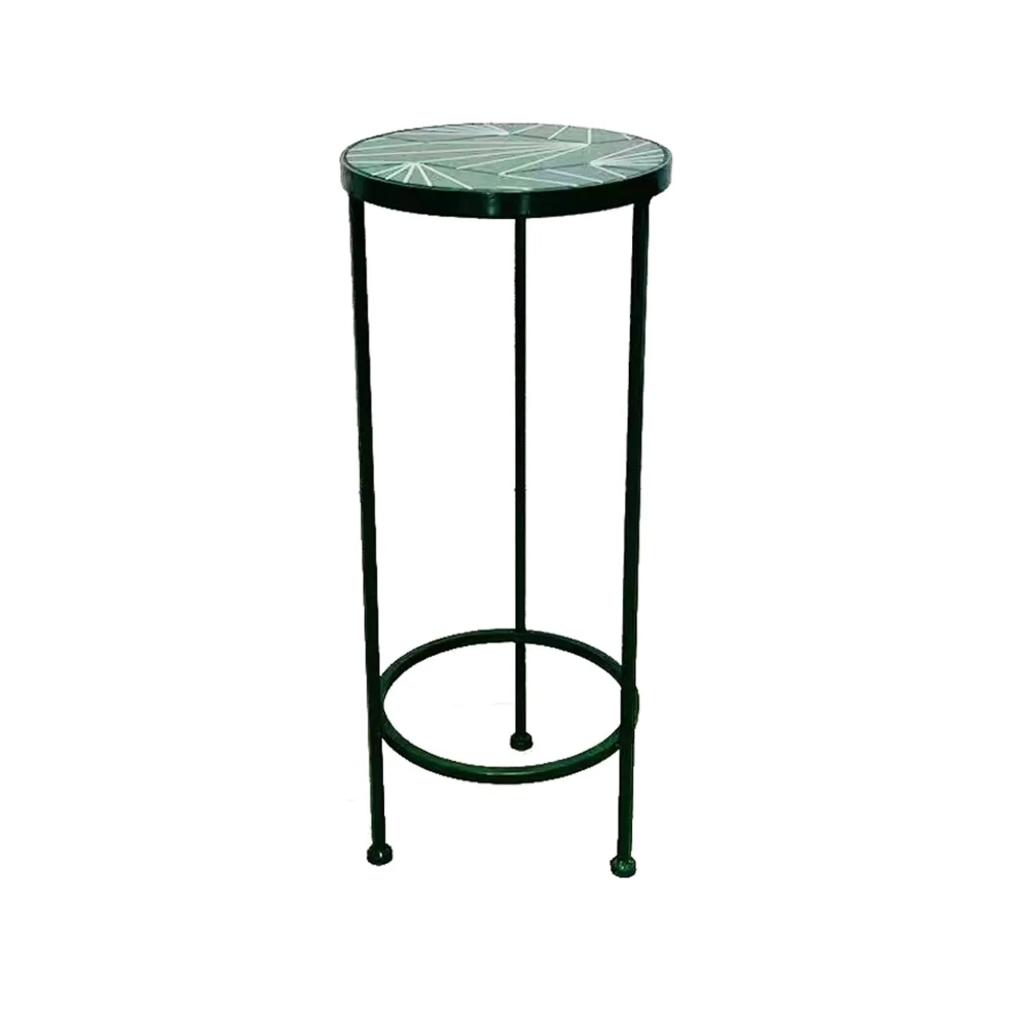 Tavolino portavaso in ferro 60 cm decoro verde