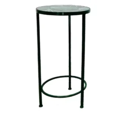 Tavolino portavaso in ferro 67 cm decoro verde