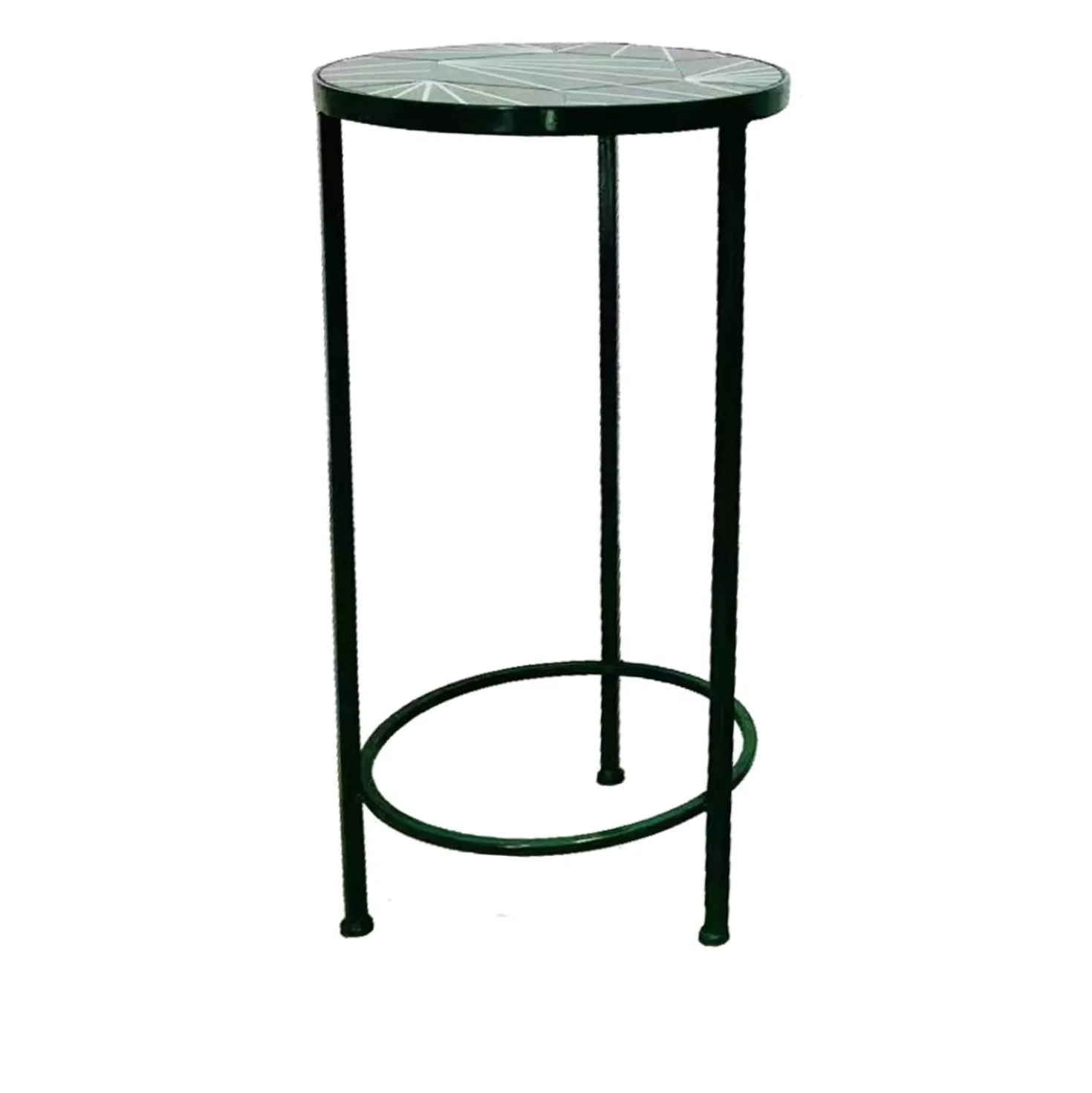Tavolino portavaso in ferro 67 cm decoro verde