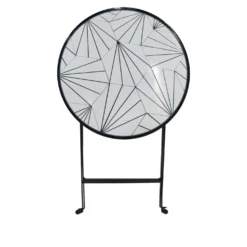 Tavolino portavaso tondo geometrico bianco