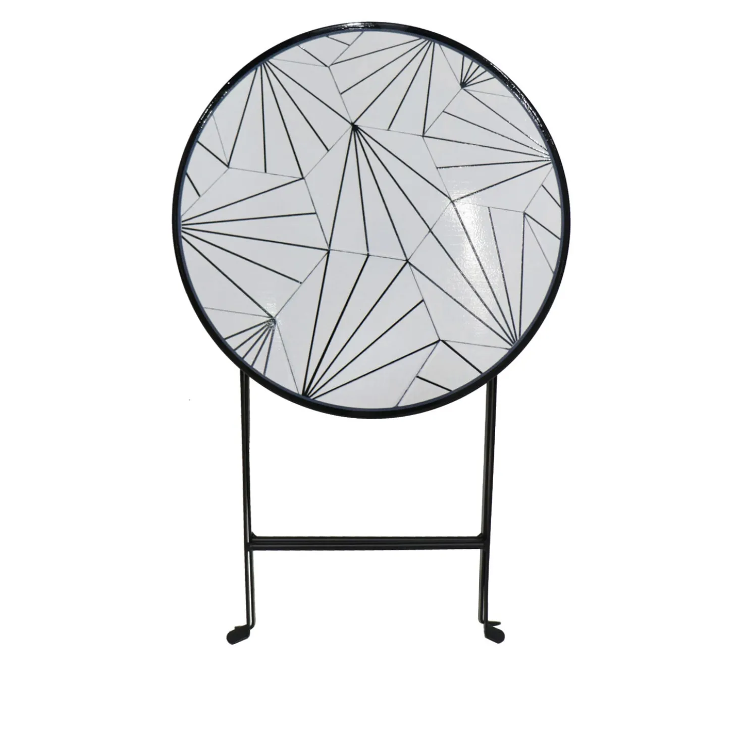 Tavolino portavaso tondo geometrico bianco