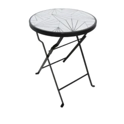 Tavolino portavaso tondo geometrico bianco