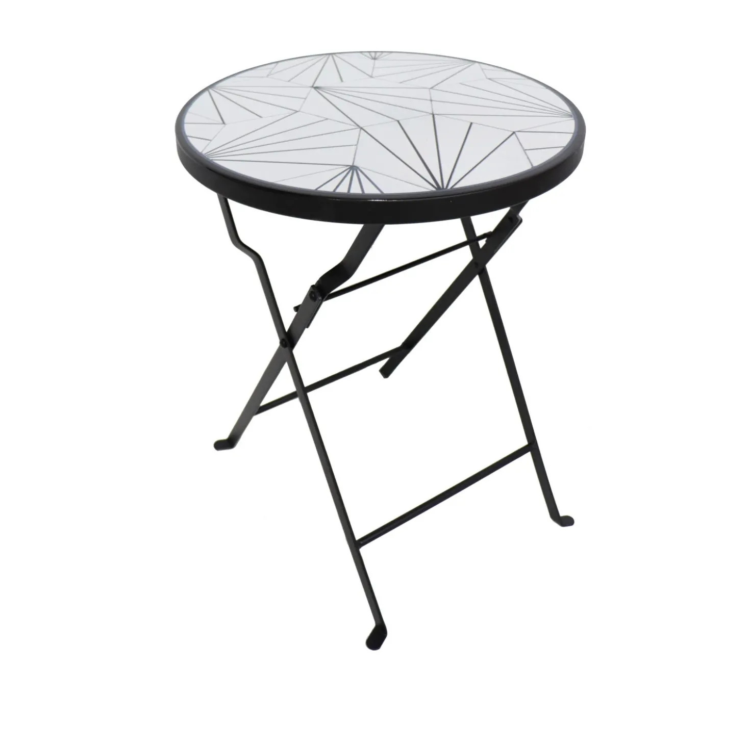 Tavolino portavaso tondo geometrico bianco