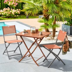 Tavolo da giardino pieghevole 70x70x71 cm Greensboro rosso ambra