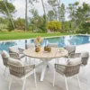 Tavolo da giardino rotondo acacia bianco 160x75 cm Oriengo