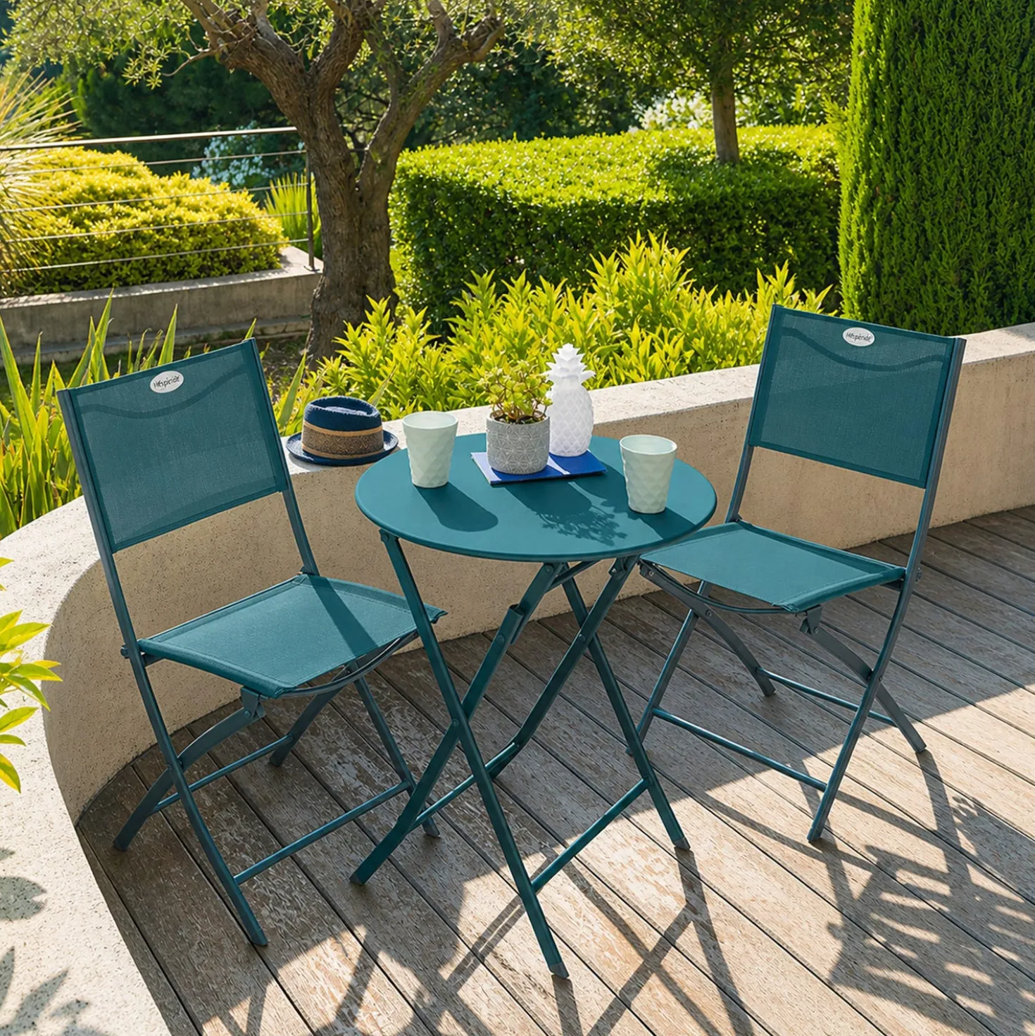 Tavolo da giardino tondo 60x71 cm Greensboro azzurro