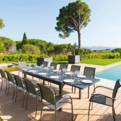 Tavolo estensibile in alluminio, da 135/270x90x75 cm