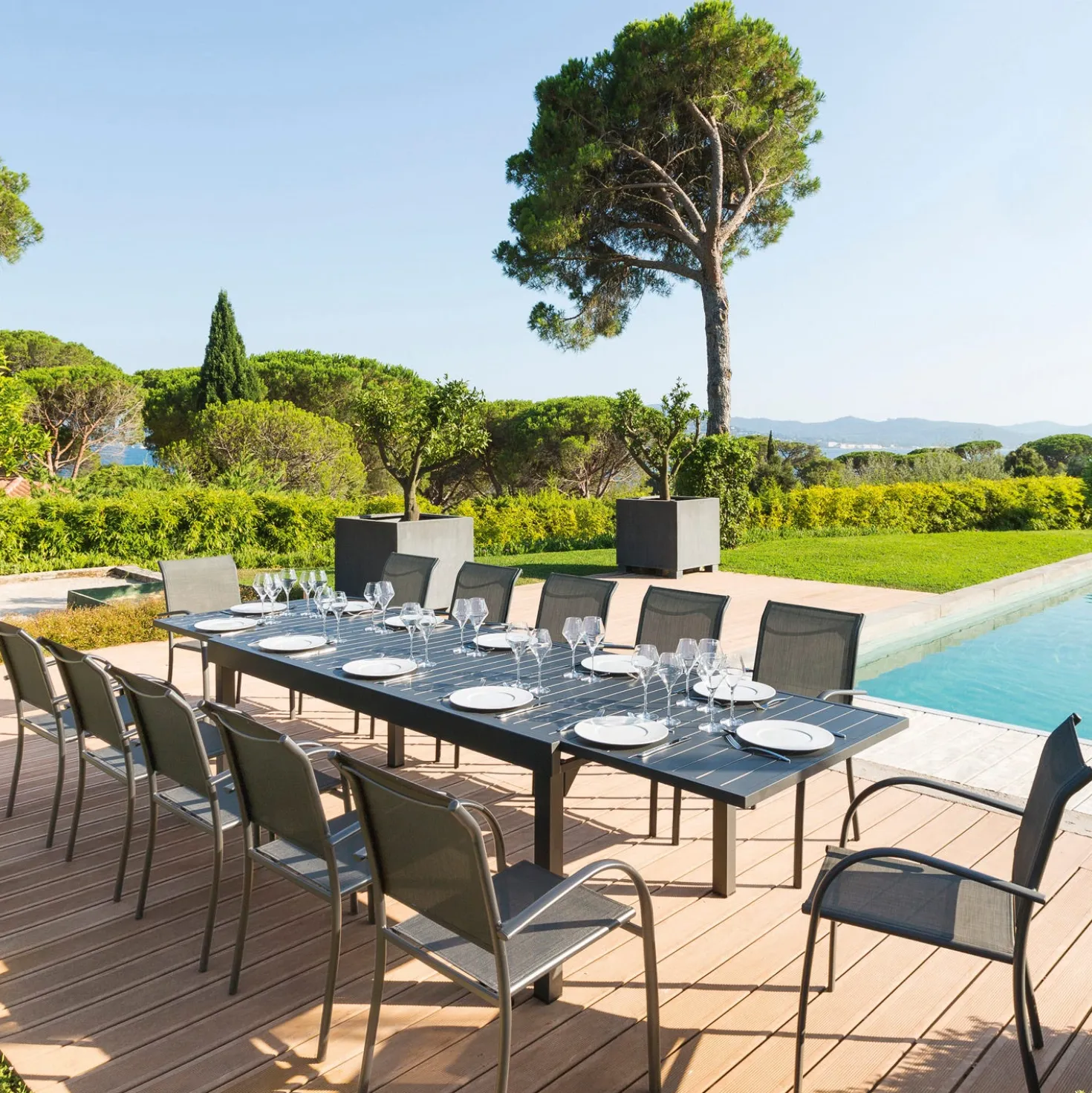 Tavolo estensibile in alluminio, da 135/270x90x75 cm