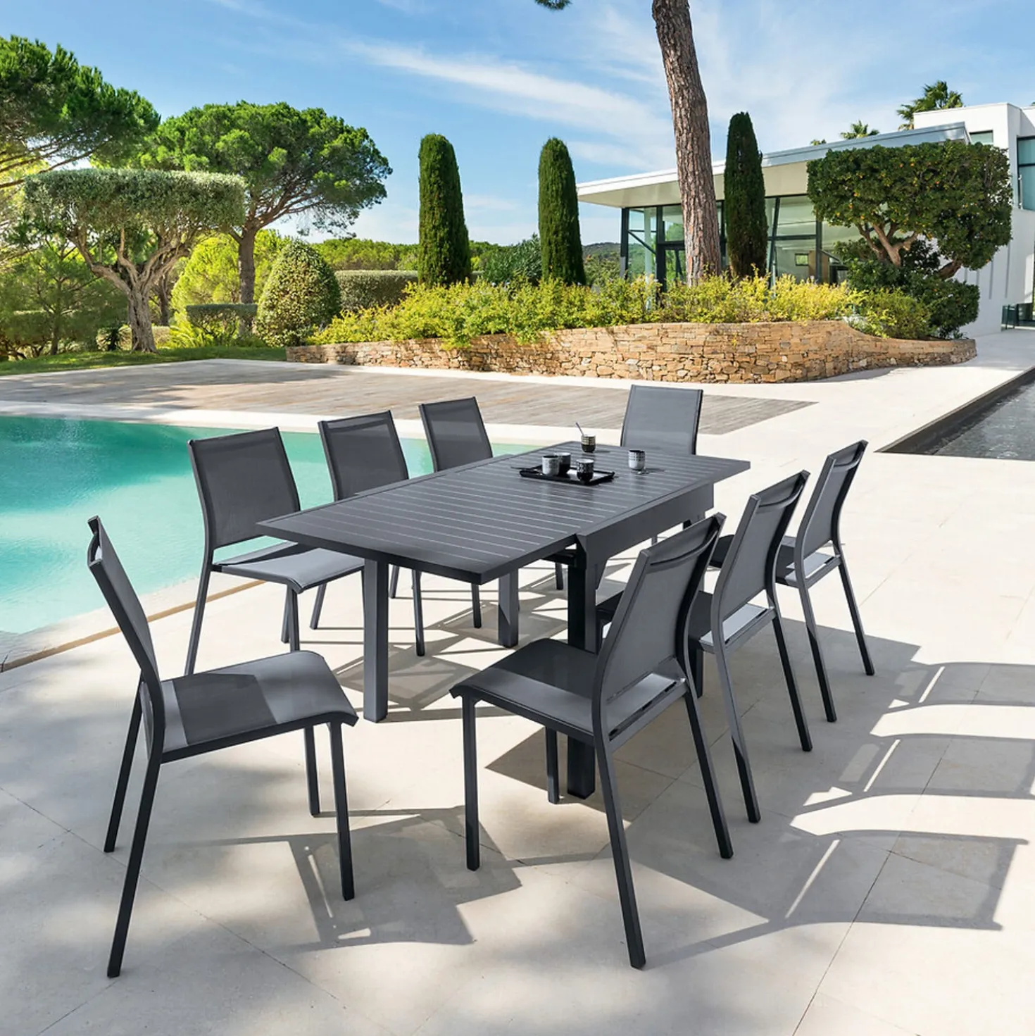 Tavolo estensibile in alluminio, da 90/180X90X75 cm