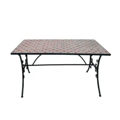 Tavolo giardino maiolica rossa 140x80x75 cm Marrakech