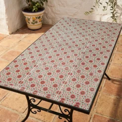 Tavolo giardino maiolica rossa 140x80x75 cm Marrakech