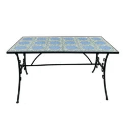 Tavolo in ferro 140x80 cm maiolica azzurra