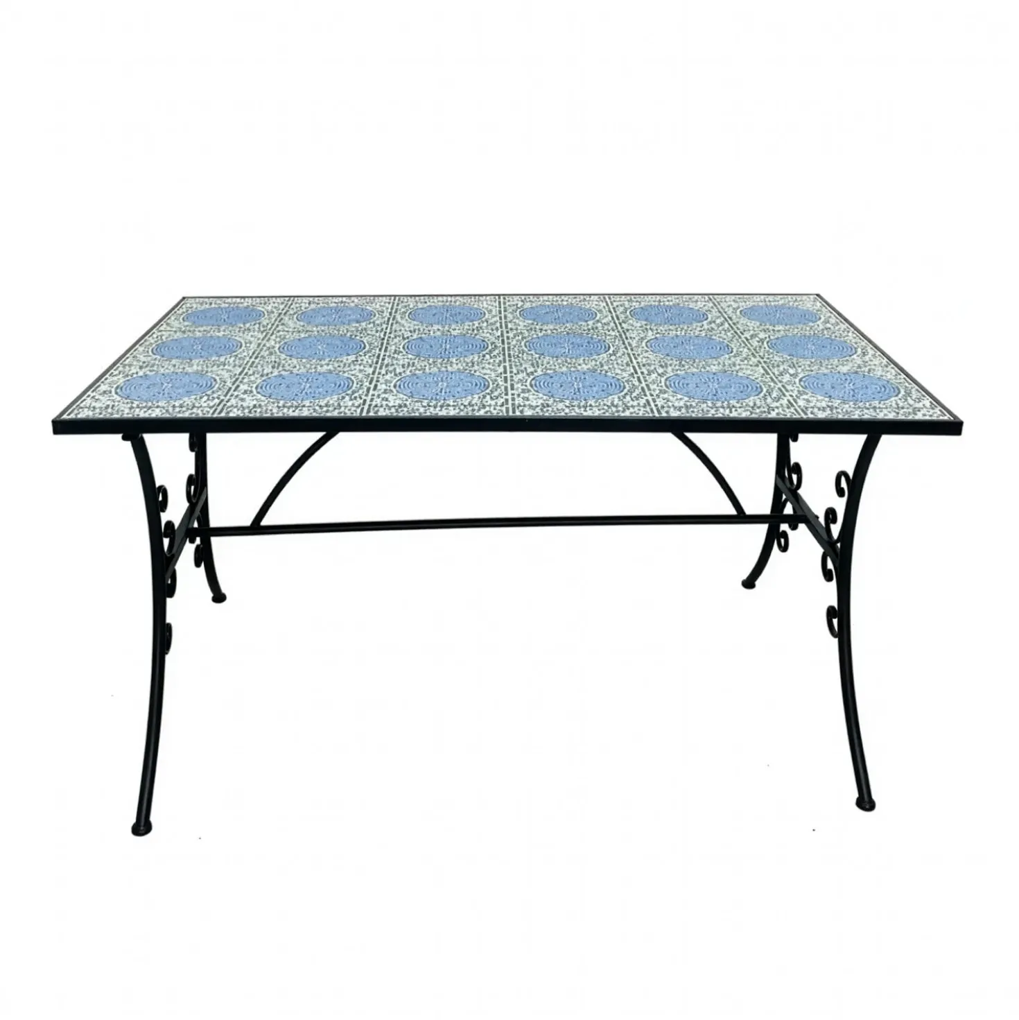Tavolo in ferro 140x80 cm maiolica azzurra