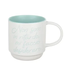 Tazza bianca 550 ml porcellana scritta Non sono in ritardo