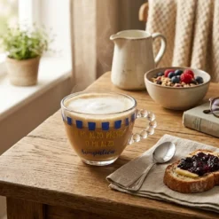 Tazza caffè vetro 190 ml Mi alzo presto Color Bloom