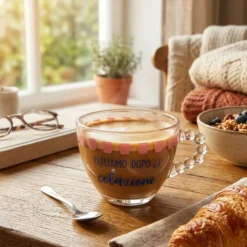Tazza caffè vetro 190 ml Parliamone dopo Color Bloom