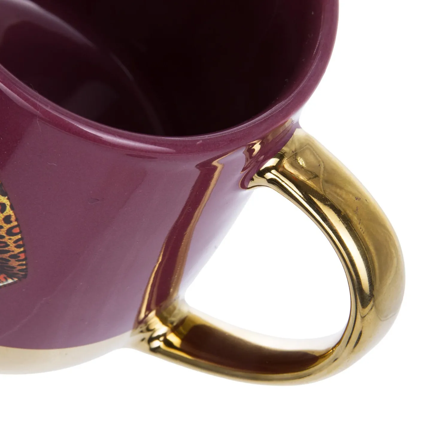 Tazza ceramica 360 ml labbra leopardate marrone oro
