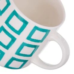 Tazza ceramica 380 ml quadrati verdi Color Bloom