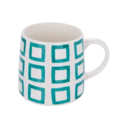 Tazza ceramica 380 ml quadrati verdi Color Bloom