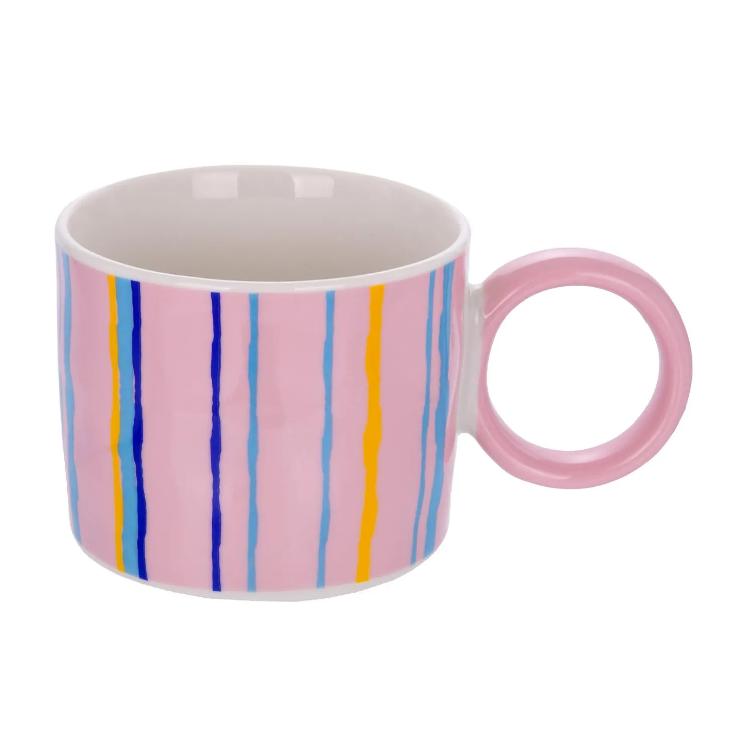 Tazza ceramica rosa a righe 360 ml Color Bloom