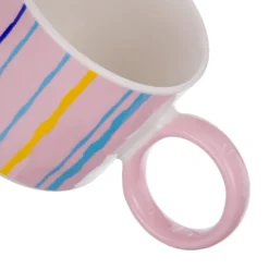 Tazza ceramica rosa a righe 360 ml Color Bloom