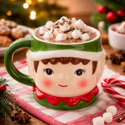 Tazza Elfo Natale in ceramica