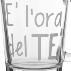 Tazza in vetro 310 ml scritta Ora del tè