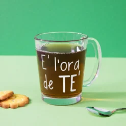 Tazza in vetro 310 ml scritta Ora del tè