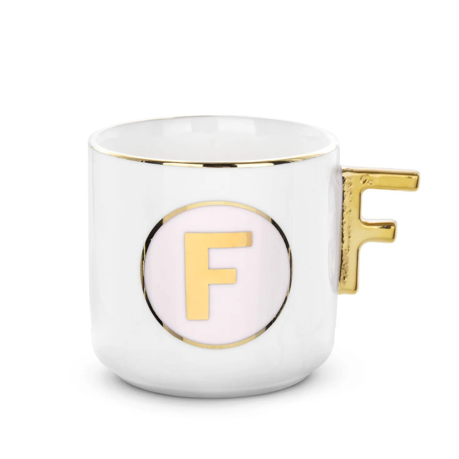 Tazza lettera F con manico oro 360 ml