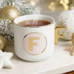Tazza lettera F con manico oro 360 ml