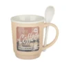 Tazza mug conica 400 ml con cucchiaino in porcellana crema