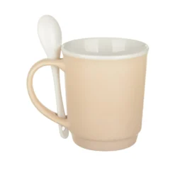 Tazza mug conica 400 ml con cucchiaino in porcellana crema