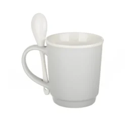Tazza mug conica 400 ml con cucchiaino in porcellana grigio