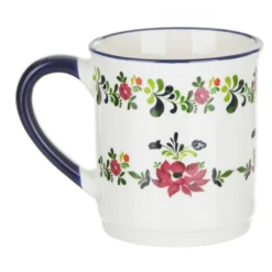 Tazza mug fiori 310 ml in porcellana bianca e blu