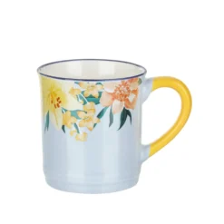 Tazza mug fiori 310 ml in porcellana bianca e gialla