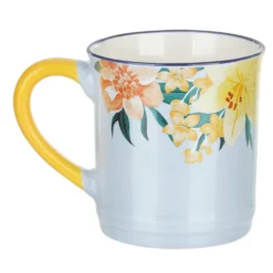 Tazza mug fiori 310 ml in porcellana bianca e gialla